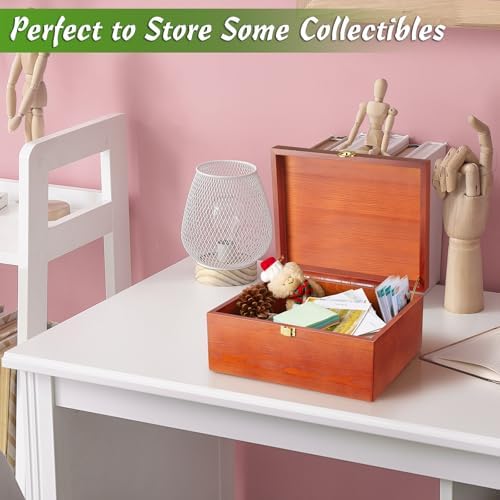 DRASTAR Wooden Keepsake Box, Large Storage Box with a Hinged Lid, Memory treasure box for Crafts and Photo Storage