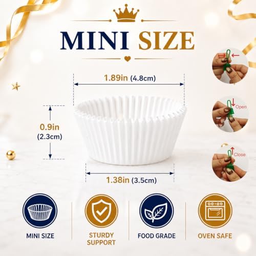 Mini Cupcake Liners,500 pcs White Mini Muffin Liners for Baking