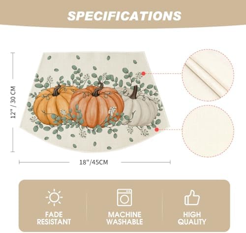 Artoid Mode Pumpkin Eucalyptus Fall Wedge Placemats Set of 4-12 x 18 Inch