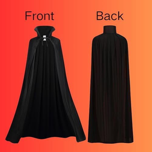 Adult Stand Collar with Hood Reversible Cloak Masquerade Cape for Halloween