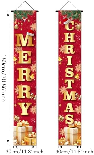 Nuxovilar Merry Christmas 2Pcs Door Cover Banner,71x12In Polyester