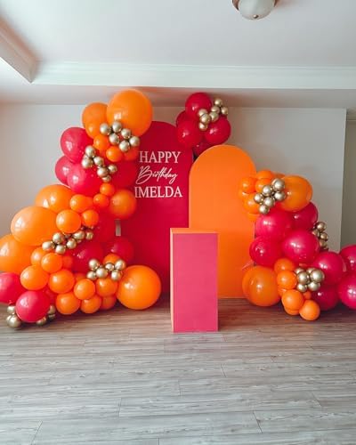 Pink and Orange Balloons Arch Kit 124pcs different sizes