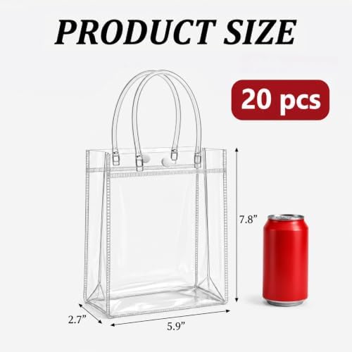 MAQIHAN Clear Gift Bags with Handles - Small Clear Party Favor Bags