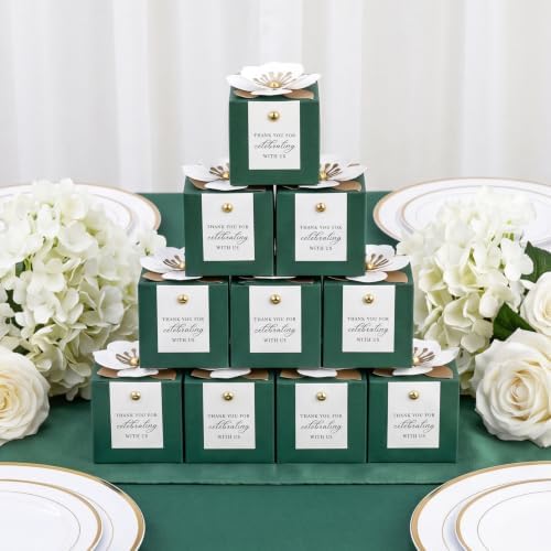 FEIYI 20 PCS Favor Boxes, Emerald Candy Boxes 2.55x2.55x2.55