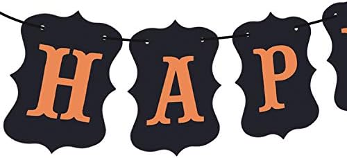ERKOON Happy Halloween Banner Bunting with Pumpkin Sign for Halloween Wall Decorations Party Supplies Home Hanging Photo Props