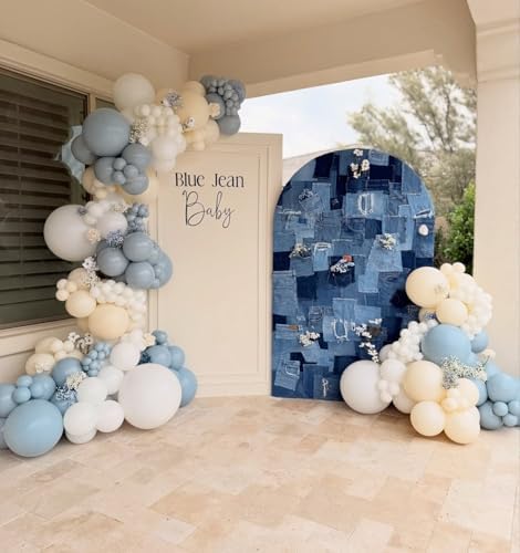 Dusty Blue Balloons Arch Kit, 124pcs Blue White Balloons