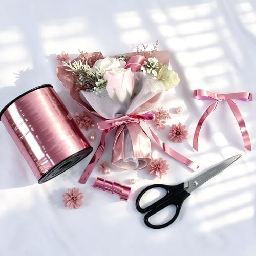 TONIFUL 250 Yards Shiny Rose Gold Curling Ribbon 10mm Wide Balloon String