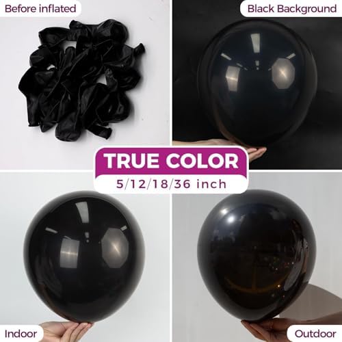 Bezente Black Balloons Latex Party Balloons - 100 Pack 12 inch