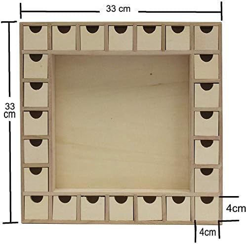 Creative Hobbies 13 Inch Christmas Advent Calendar Shadow Box - Pre Assembled with Removable Drawers - Unfinished Wood Ready to Decorate and Personalize - For DIY, Gifts & Crafts