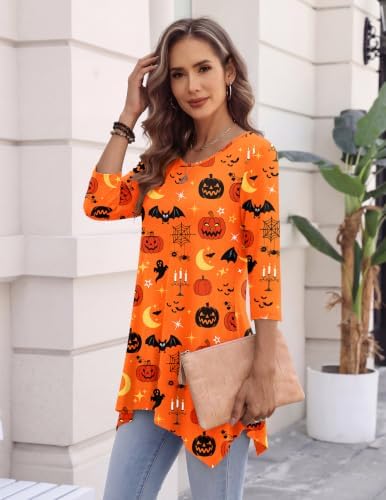 Zeagoo Womens Tops 3/4 Sleeve Loose Fit Dressy Tunics Plus Size Boho Shirts