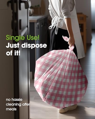 Pureegg Pink Plaid Plastic Table Cloth Disposable 10 Pack 54x108 Inch