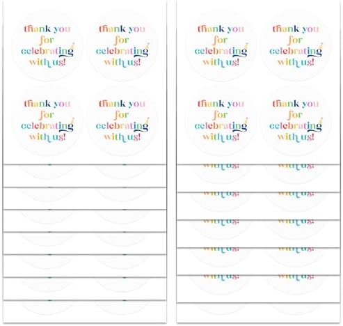 Mobiusea Creation Vibrant Colorful Design Thank You Labels 2 inch 60pcs