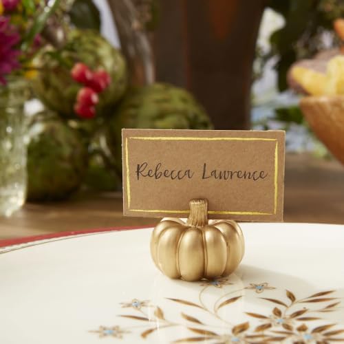 Kate Aspen Fall Decor Mini Gold Pumpkin Place Card Holder (Set of 6), Perfect for Thanksgiving Table Decor, Fall Themed Weddings, Bridal Brunches