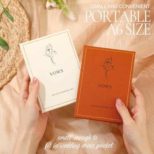 Engrowtic Wedding Vow Books His and Hers, Gold Foil, Brown, Beige
