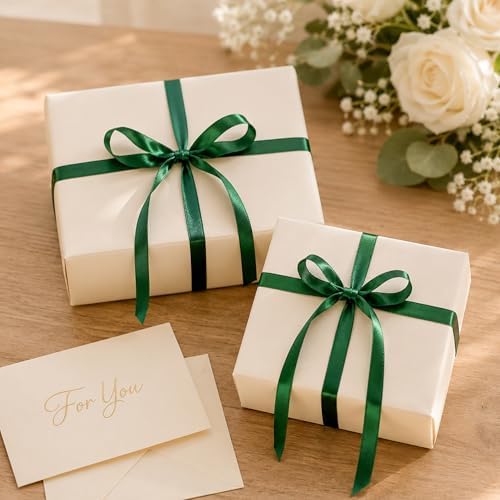 30Yards 3/8In Thin Forest Green Ribbon for Gift Wrapping St. Patrick's Day