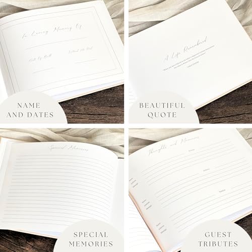 Funeral Guest Book for Celebration of Life Memorial Service with Table Sign