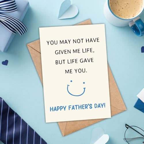 Step Dad Father's Day Card, Fathers Day Card Gifts for Bonus Dad