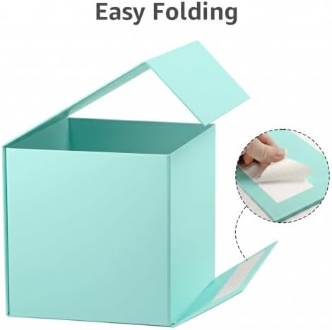 LIFELUM Mint Blue Gift Box for Christmas with Magnetic Lid, 7"x7"x7"