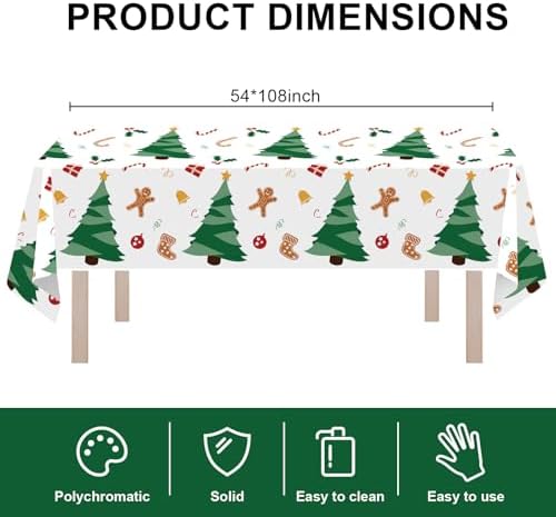 8 Pack Christmas Tree Plastic Tablecloth 54" x 108" Disposable Christmas Table Cloths for 6 to 8 Foot Tables Rectangle Table Cover for Parties (Christmas Tree, Rectangle)