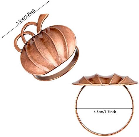 Patelai 6 Pieces Fall Pumpkin Napkin Rings Thanksgiving, Bronze