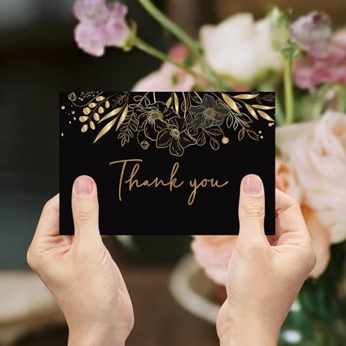 108 Pack Pre-Folded Floral Thank You Cards with Envelopes, 6 Designs