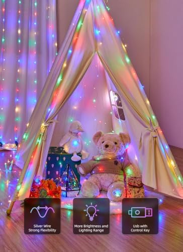Brightown 300 LED Fairy Curtain Lights, 9.8ft x 9.8ft Curtain String Lights