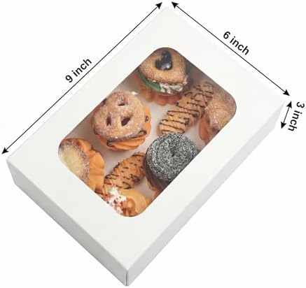 YEKTFS 24Pcs Cookie Boxes with Window, 9x6x3In Bakery Boxes for Gift Giving