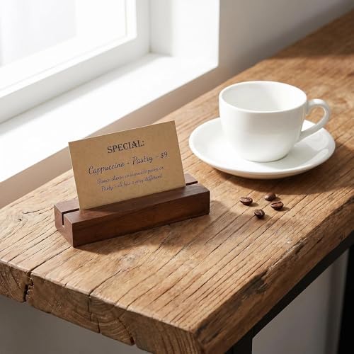 Worown 12 Pack Brown Wood Place Card Holder, Table Number Holders, Wooden Table Name Card Holders for Wedding, Banquet, Ceremony Party Events, Home Decoration (4.1 X 1.2 X 0.6 Inch)