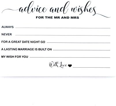 RXBC2011 Wedding advice and well wishes Cards for the Mr and Mrs Bride and Groom Newlyweds Bridal Shower Games Note Marriage Advice Pack of 50
