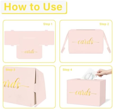 Blush Pink and Gold Foil Card Box for Party, 1 Pack