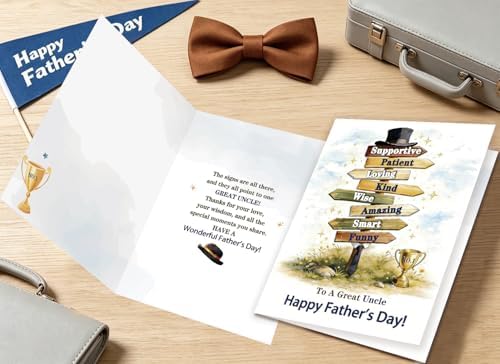 Fathers Day Card Gifts for Uncle from Nephew Niece, Meaningful Direction Sign Design with Emotional Message, Unique Cards for Father's Day Family Celebration and Love