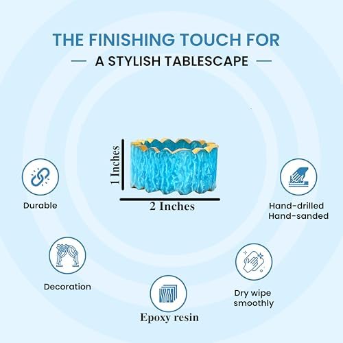 Alpha Living Home Epoxy Resin Napkin Rings, Blue Gold, 12-Pack
