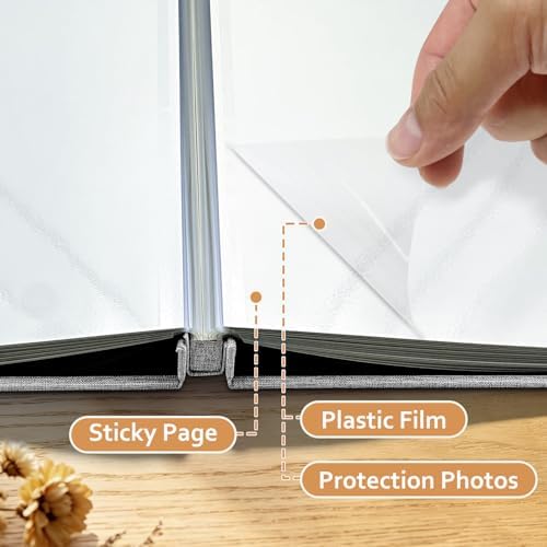 Large Self Adhesive Scrapbook Album, 60 Sheets 120 Pages Photo Book for Birthday Gifts for Women Mom Wedding Baby Family Travel