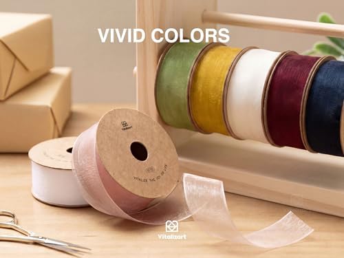Vitalizart Burgundy Organza Ribbon 1" x 30 Yd Sheer Gift Wrapping Ribbon