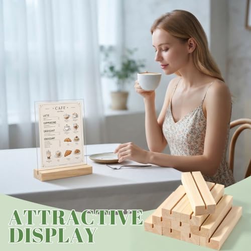10Pcs 4.72x1.38 Inches Wood Table Number Stands, Wooden Place Card Holders, Acrylic Sign Holders for Wedding, Ceremony, Birthday, Party, Home Decoration, Events (3mm Slots)