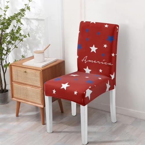 4th of July Chair Covers Set of 4, Independence Day Decorations Stretch Removable Washable Dining Room Red American Flag Patriotic Chair Protector Slipcovers Party Kitchen Home Memorial Day Decor