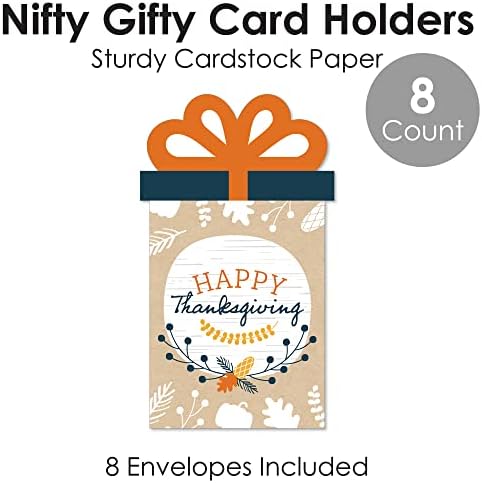 Big Dot of Happiness Happy Thanksgiving - Fall Harvest Party Money and Gift Card Sleeves - Nifty Gifty Card Holders - Set of 8
