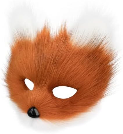 Adolala Faux Fur Fox Tail Cat Wolf Set Plush Mask Fluffy Paw Gloves Halloween Christmas Party for Women