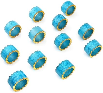 Alpha Living Home Epoxy Resin Napkin Rings, Blue Gold, 12-Pack
