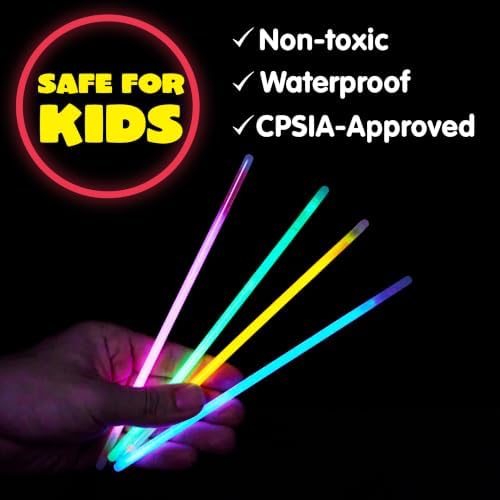 JOYIN 144 Pcs 8" Glow sticks Bulk Party Favors Pack, Neon Glow in the Dark Party Supplies, Light Up Necklaces and Bracelets with Connectors for Halloween, Football, Birthday Decorations