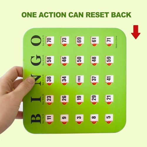 Yuanhe Bingo Cards with Sliding Windows - Reusable Travel Bingo Game Cards Bulk, 25 Pack, Green