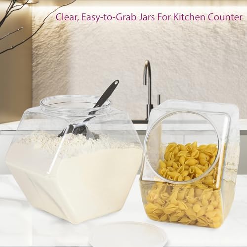 197oz Cookie Jars for Kitchen Counter - Cookie Jar with Lid - Dry Food Storage Containers Plastic Candy Jars with Airtight Lids for Candy Buffet - Dog Food Storage Container - Coffee Pod Holder 2 Pack