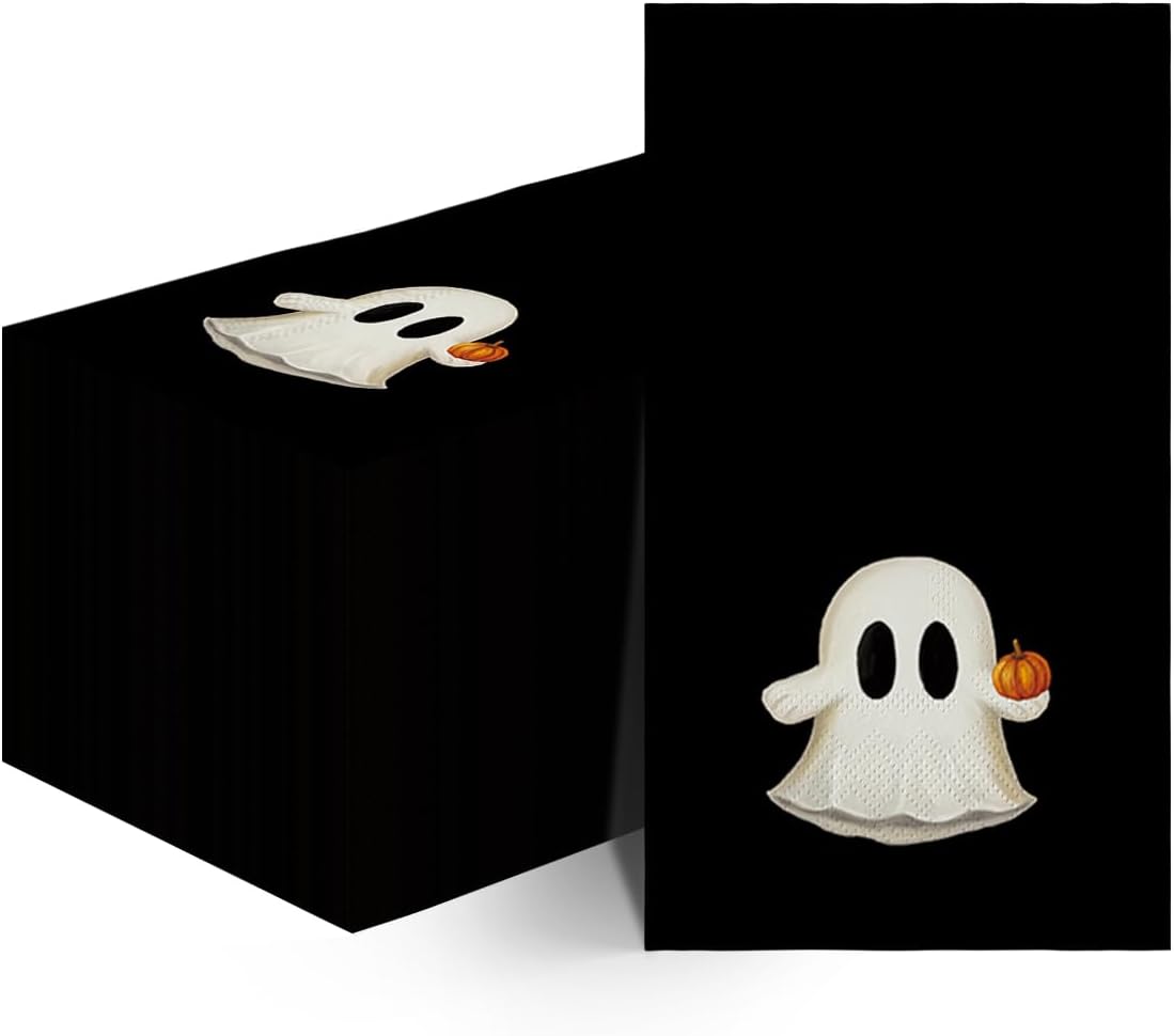 Horaldaily 50Pcs Halloween Paper Napkins, Pumpkin Ghost
