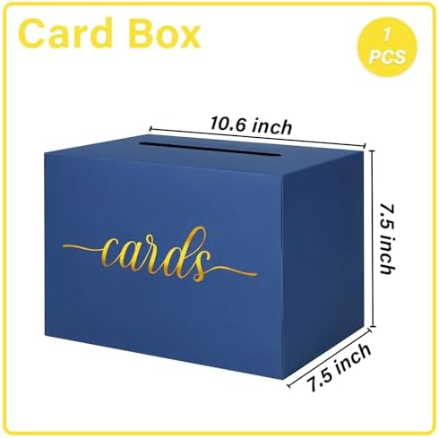 Navy Blue and Gold Foil Card Box for Party, 1 Pack