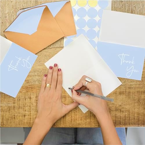 VNS Creations Thank You Cards With Envelopes - 20 Pack 4 x 6 - Light Blue