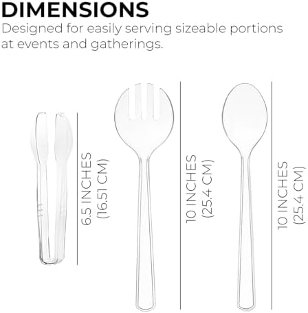 Set of 12 Heavy Duty Disposable Plastic Serving Utensils! 10” Spoons & Forks and 6-1/2” Tongs
