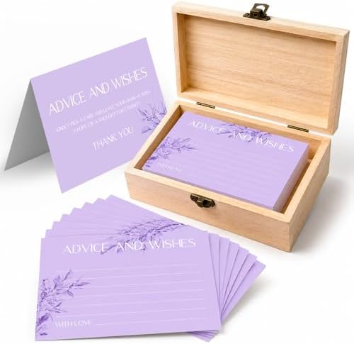 60pcs Lavender Eucalyptus Advice and Wishes Cards, 5.7"x3.8" Wedding Advice Cards for Bridal Shower, 250gsm Thick Paper Wedding Guest Book Alternative, for Mr & Mrs Engagement Party
