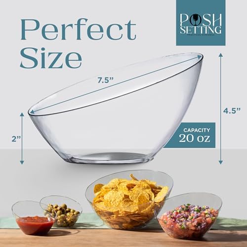 5 Pack Clear Angled Plastic Serving Bowl Disposable for Party Table 20oz