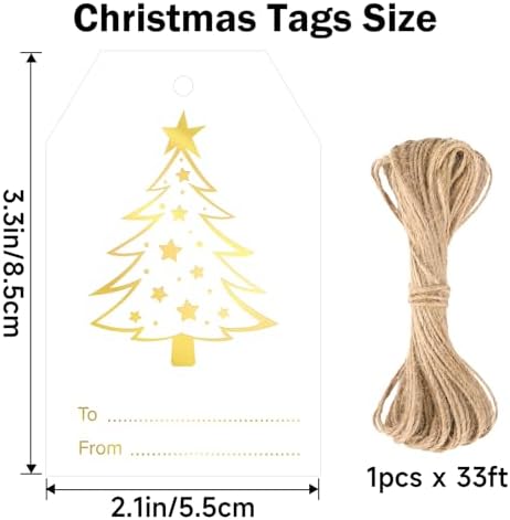 joycraft 60Pcs Christmas Name Gift Tags, 4 Styles Christmas Tree Tags