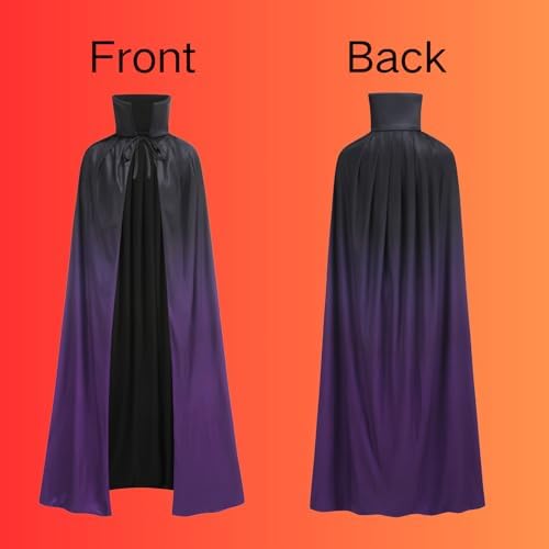 Adult Stand Collar with Hood Reversible Cloak Masquerade Cape for Halloween